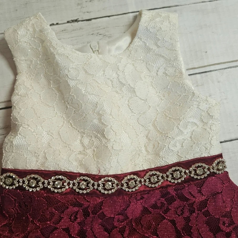Sweet‎ Charmers Burgundy Lace Overlay Dress Size 3T Holiday Special Spring